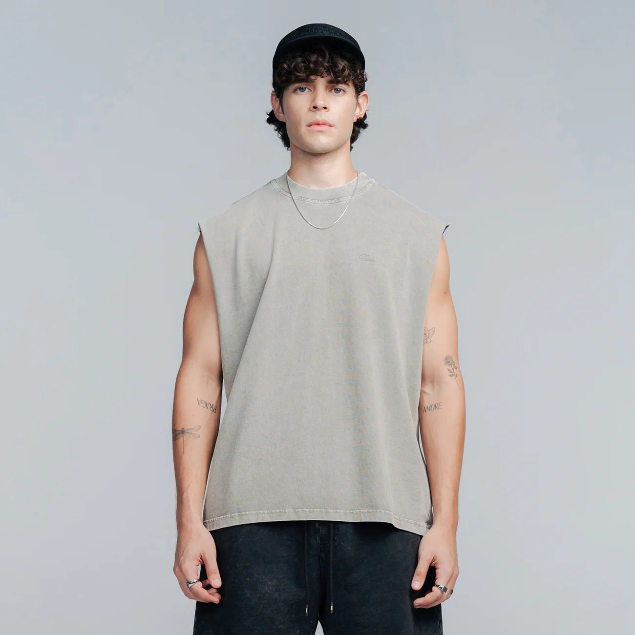 Washed Sleeveless Tee - Light Gray TRUE